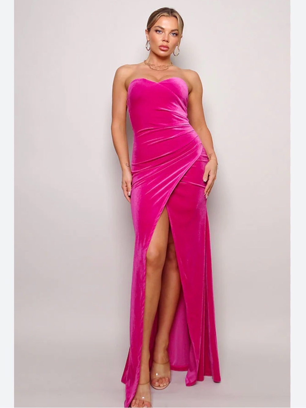 Strapless Fuchsia Gown
